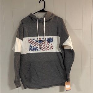 MV Sport Gray and White Hoodie with American Graphic